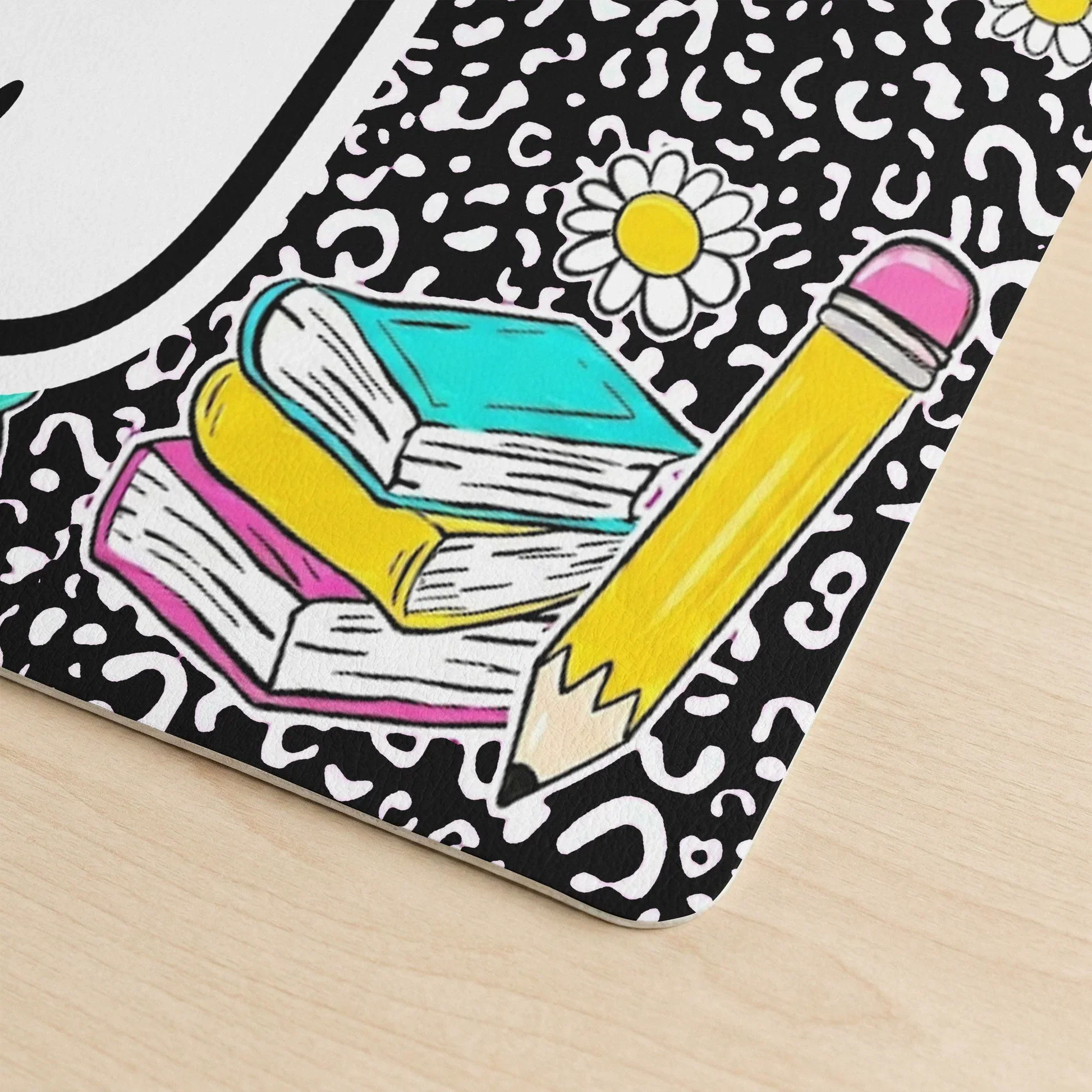Personalized Leather Desk Mat with Pencil & Daisy Design, Unique Creative Teacher Gift for Classroom Desk - Image 6