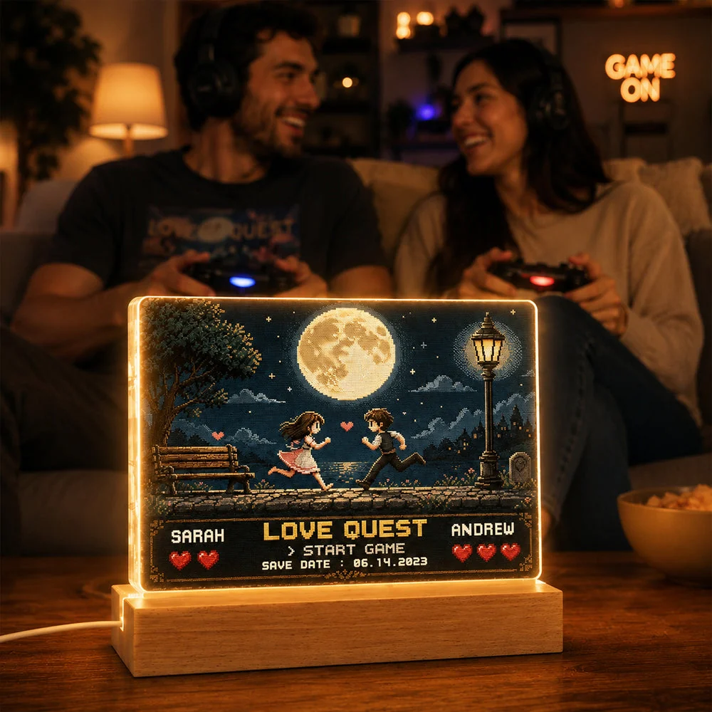 LED Light Plaque with Love Quest Pixel Art, Personalized Romantic Night Light, Creative Gift for Couples - Image 2