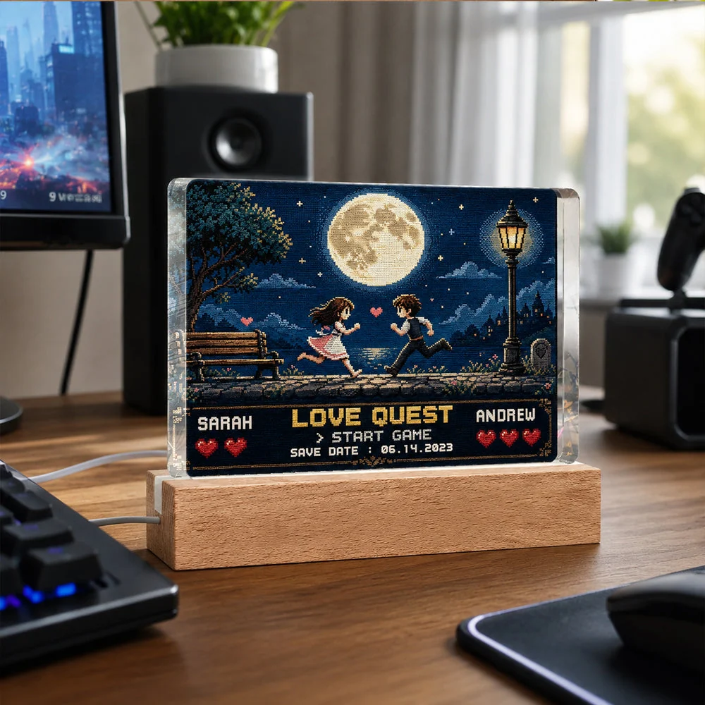 LED Light Plaque with Love Quest Pixel Art, Personalized Romantic Night Light, Creative Gift for Couples - Image 7
