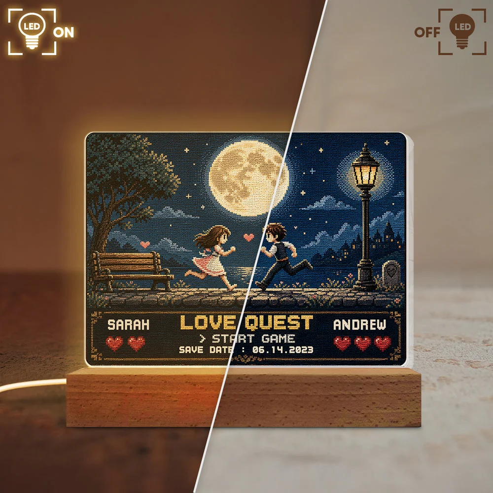LED Light Plaque with Love Quest Pixel Art, Personalized Romantic Night Light, Creative Gift for Couples - Image 8
