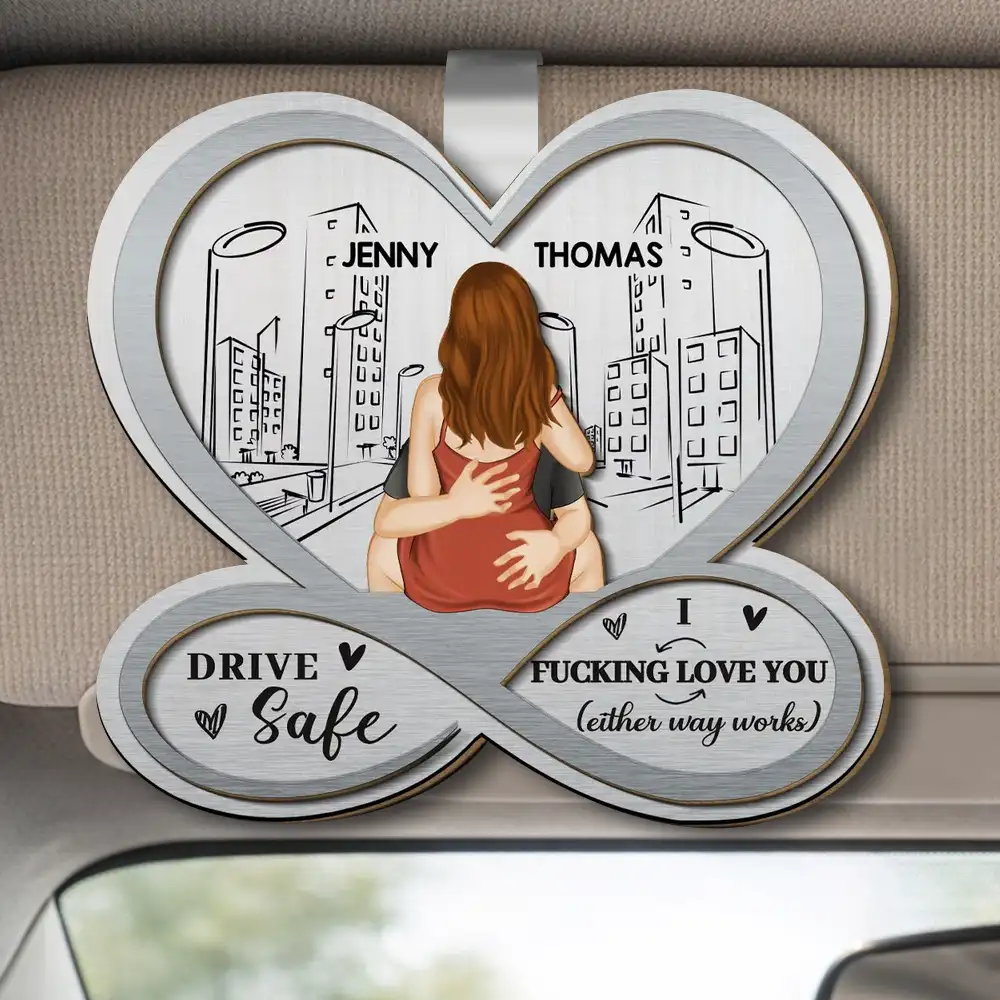 Car Visor Clip with Drive Safe Couple Art, Creative Gift for Boyfriend, Girlfriend or Spouse