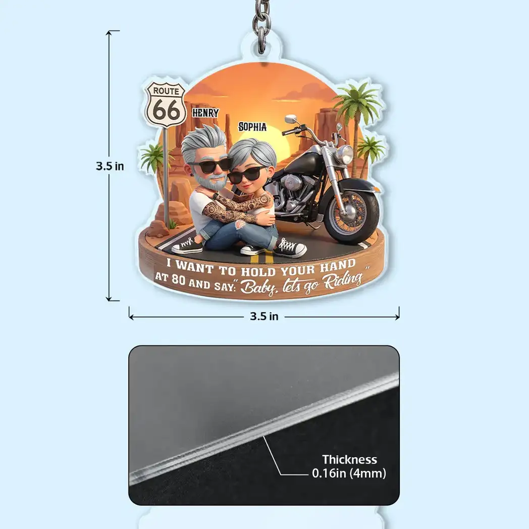 Acrylic Keychain, Baby Let's Go Riding Biker Couple, Creative Gift for a Partner - Image 4