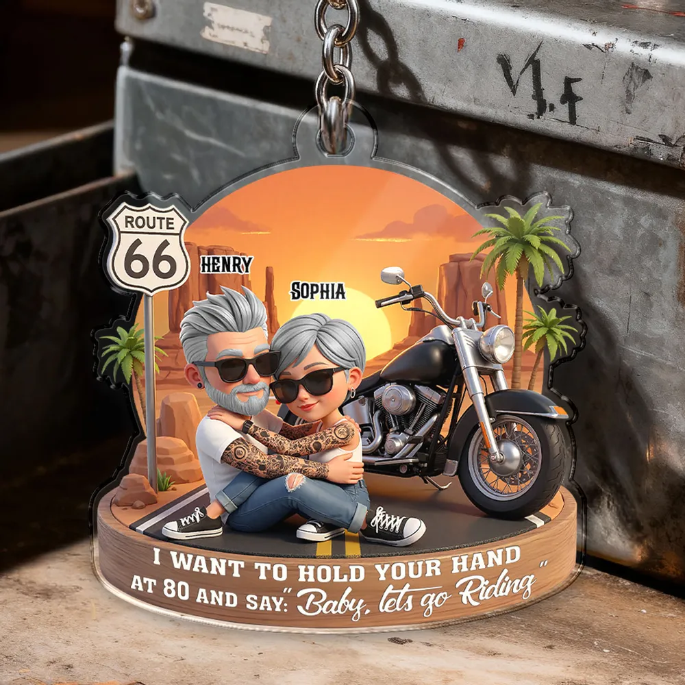 Acrylic Keychain, Baby Let's Go Riding Biker Couple, Creative Gift for a Partner - Image 6