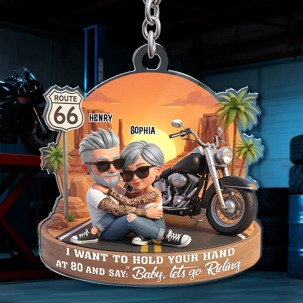 Acrylic Keychain, Baby Let's Go Riding Biker Couple, Creative Gift for a Partner - Image 7