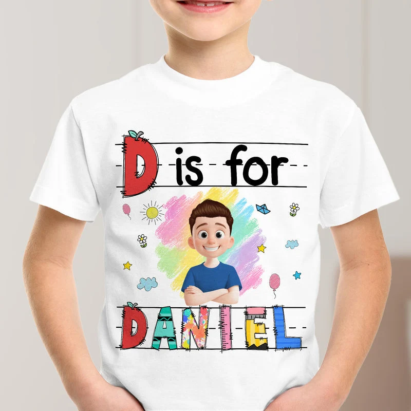 Personalized Youth Tee with Playful School Artwork, Creative Gift for Son with Cheerful Classroom Vibe - Image 3