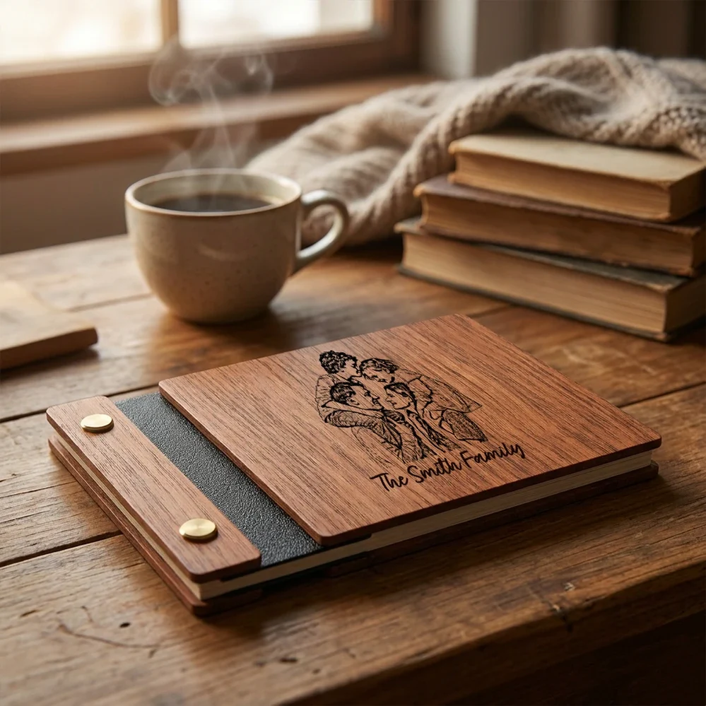 Personalized Wooden Memory Book with Custom Photo Cover, Family Keepsake Album Gift for Parents & Grandparents - Image 3