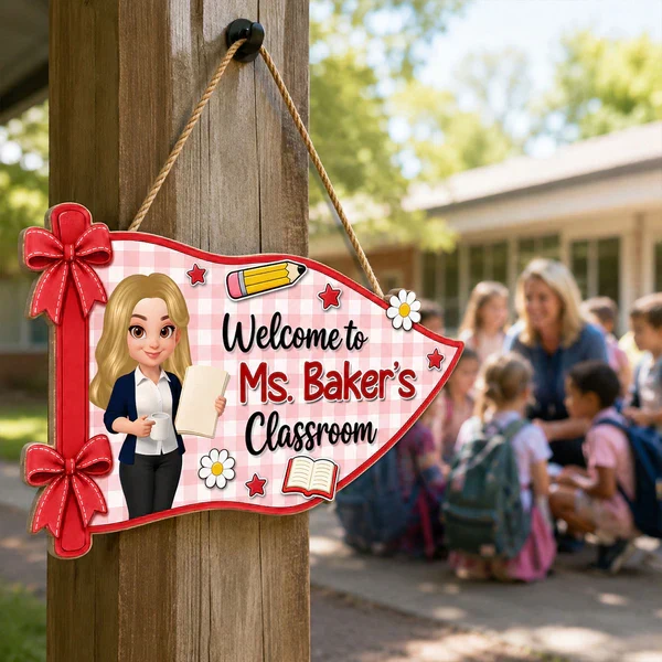 Personalized Wooden Sign for Teacher Classroom Door, Cute Pennant Welcome Decor, Unique Teacher Gift - Image 5