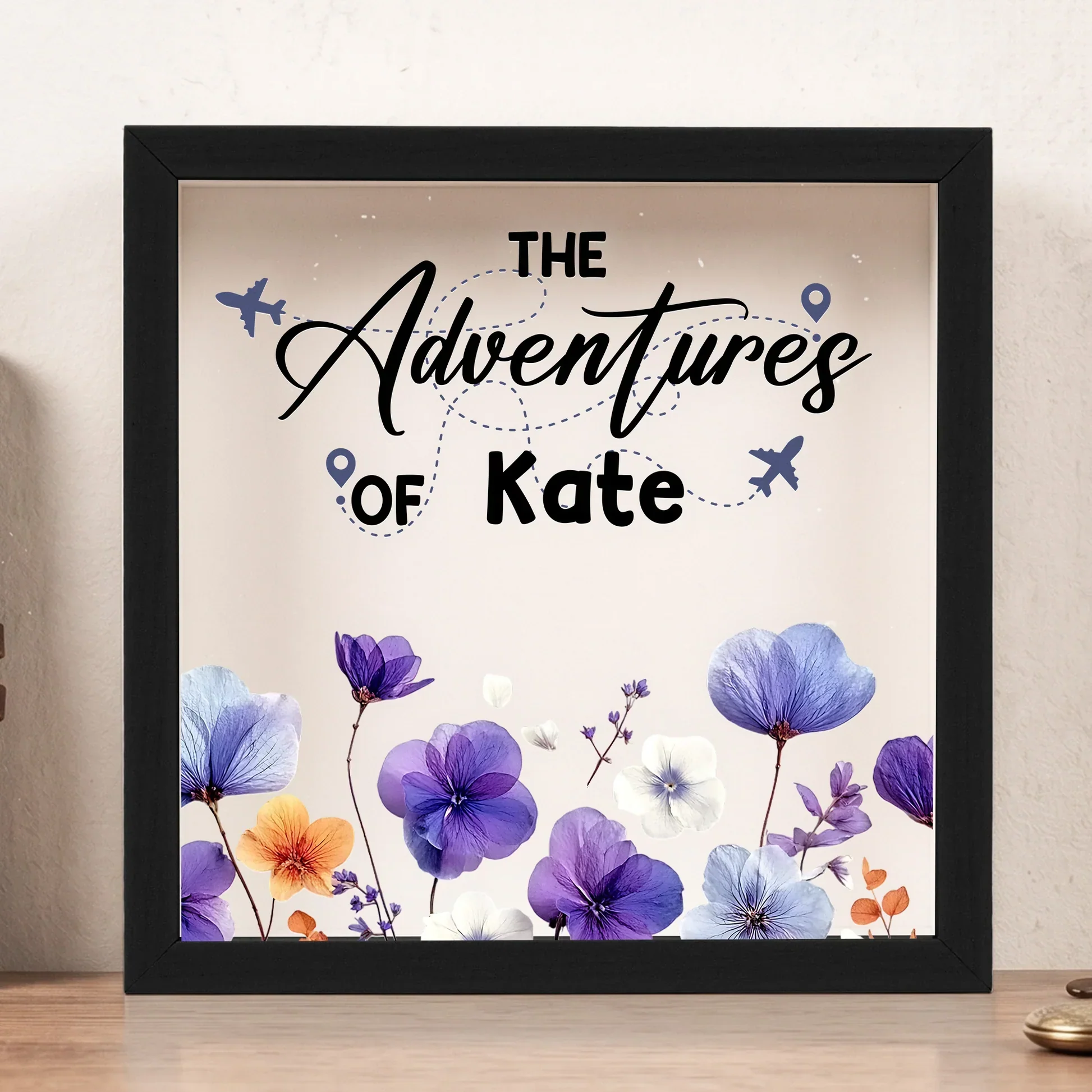 Personalized Wooden Ticket Keepsake Box with Birth Flower Style Travel Art, Unique Gift for Travel Lover - Image 6