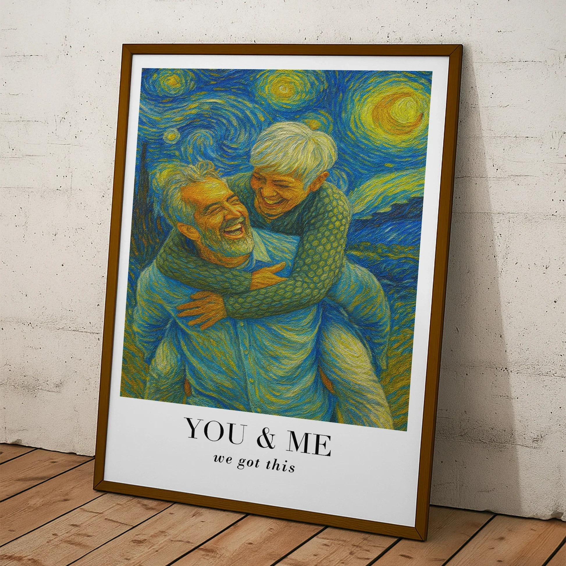 Personalized Van Gogh Style Poster, Blue & Gold You & Me Wall Art, Unique Creative Gift for Partners - Image 3