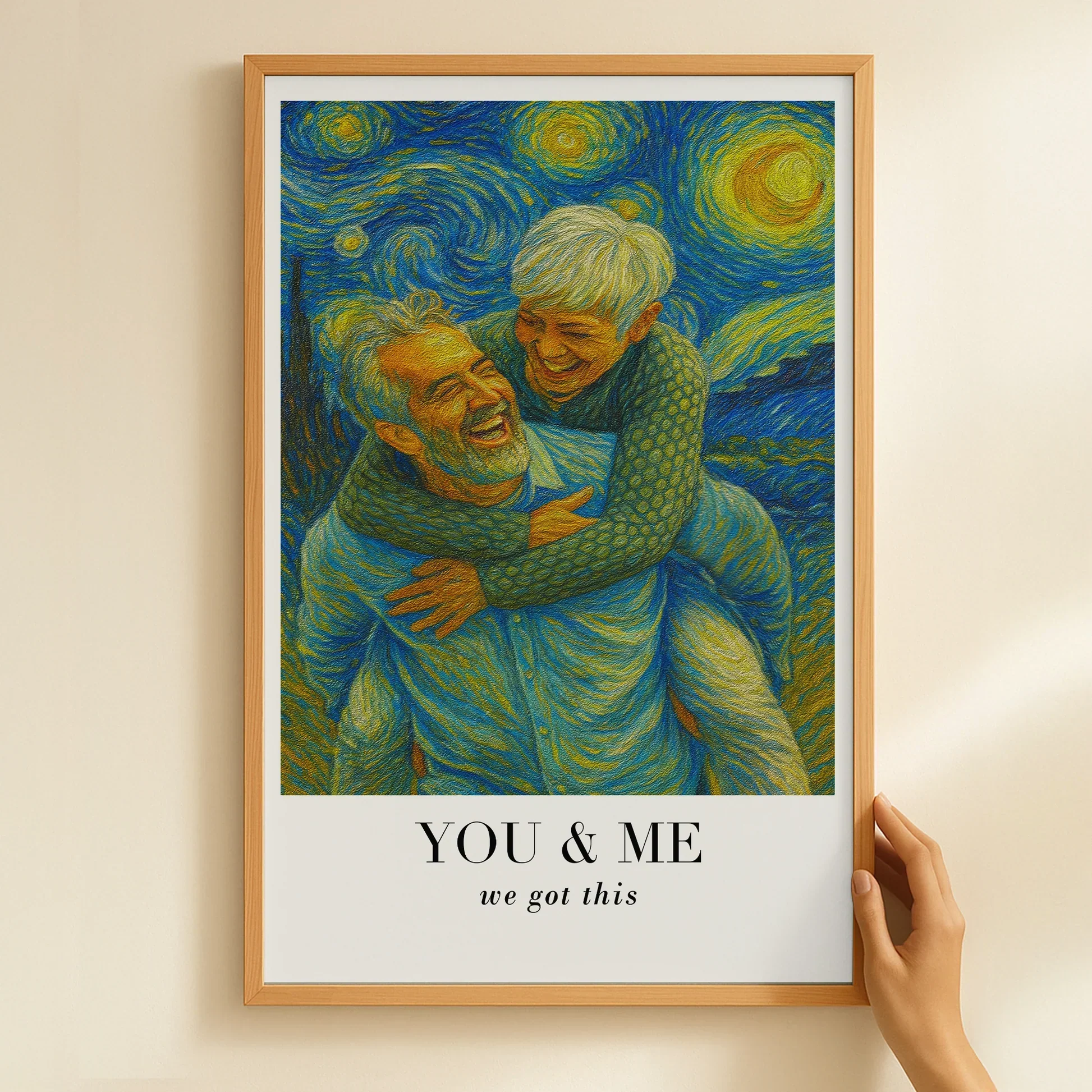Personalized Van Gogh Style Poster, Blue & Gold You & Me Wall Art, Unique Creative Gift for Partners - Image 4