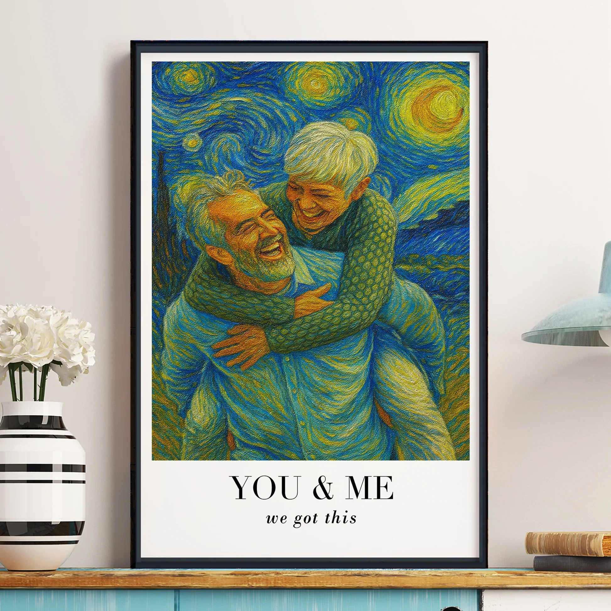 Personalized Van Gogh Style Poster, Blue & Gold You & Me Wall Art, Unique Creative Gift for Partners - Image 5