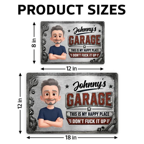 Rectangular Iron Sign, Personalized This Is My Happy Place Garage Decor, Creative Gift for Mechanic - Image 4