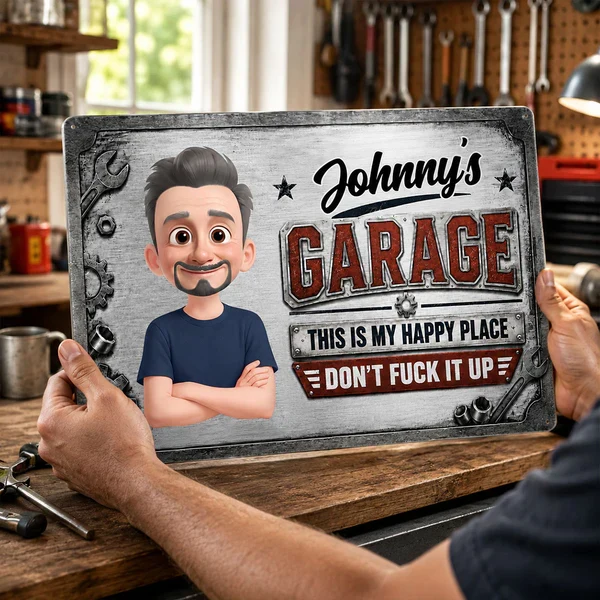 Rectangular Iron Sign, Personalized This Is My Happy Place Garage Decor, Creative Gift for Mechanic - Image 7