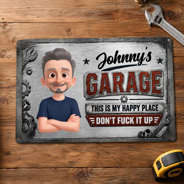 Rectangular Iron Sign, Personalized This Is My Happy Place Garage Decor, Creative Gift for Mechanic - Image 8