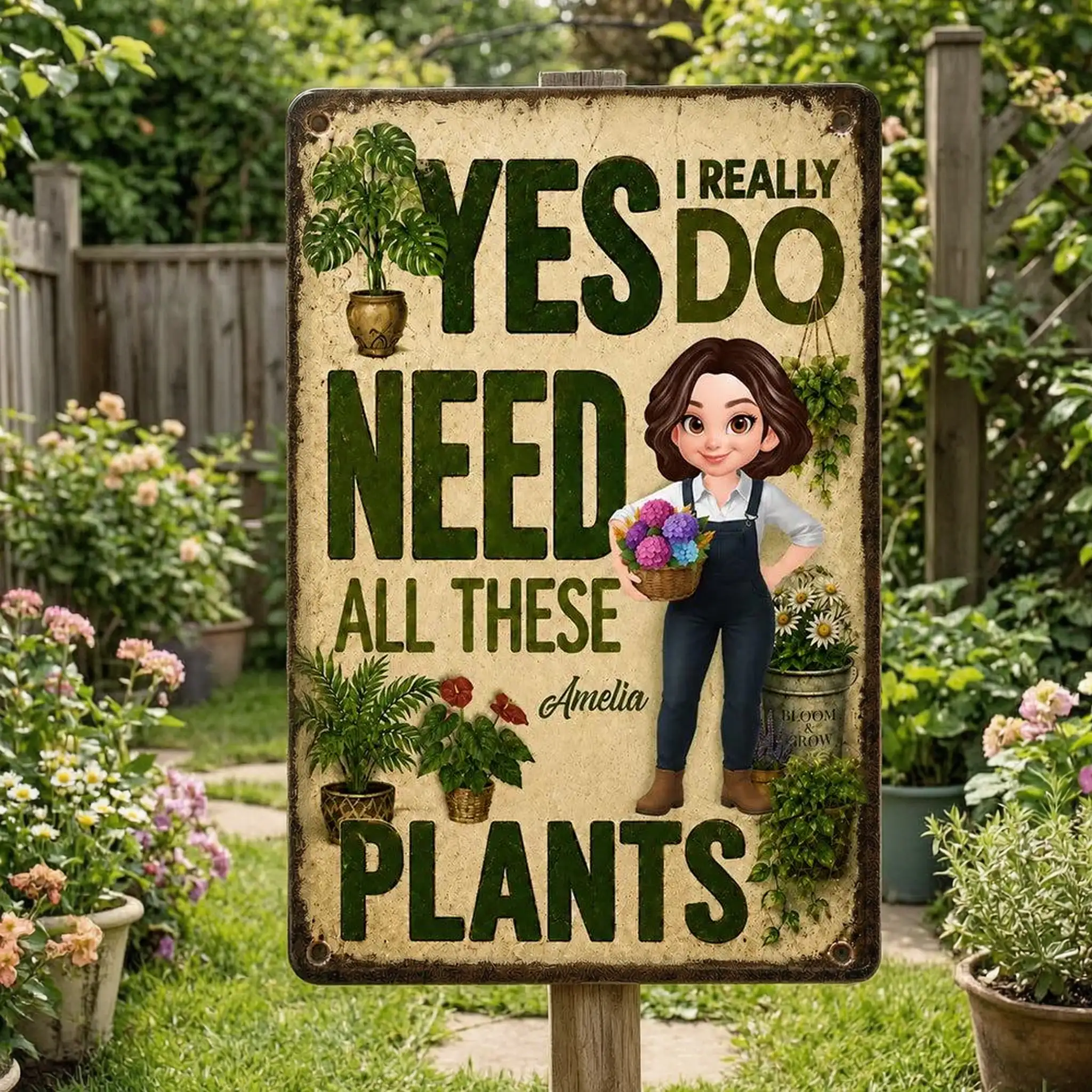 Personalized Rectangular Iron Sign, Yes I Really Do Need All These Plants, Creative Gift for Gardener