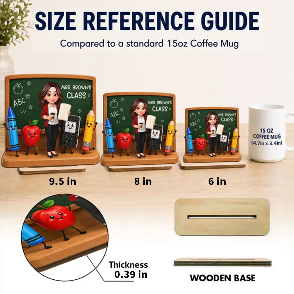 Personalized 2-Layer Wooden Plaque With Teacher Chalkboard Art, Unique Creative Gift For Teacher - Image 4