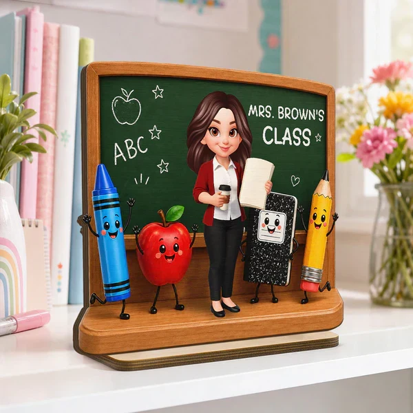 Personalized 2-Layer Wooden Plaque With Teacher Chalkboard Art, Unique Creative Gift For Teacher - Image 8
