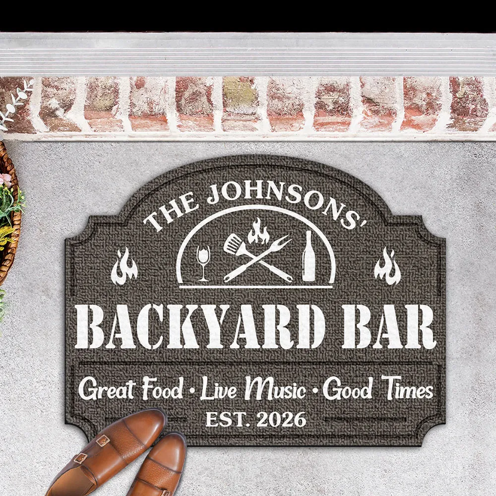 Personalized Backyard Bar Shaped Doormat, Custom Grill & Music Design, Unique Gift for Hosts - Image 6