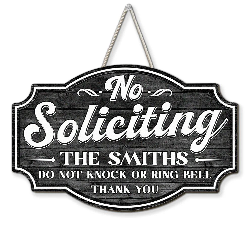 Personalized Wooden Sign, No Soliciting Door Decor, Unique Creative Gift for Family Entryway - Image 2