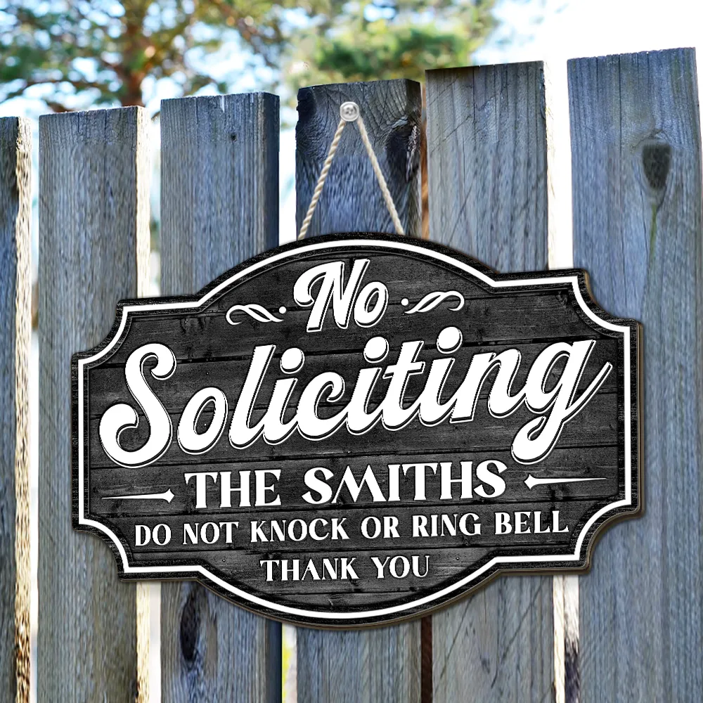 Personalized Wooden Sign, No Soliciting Door Decor, Unique Creative Gift for Family Entryway - Image 3