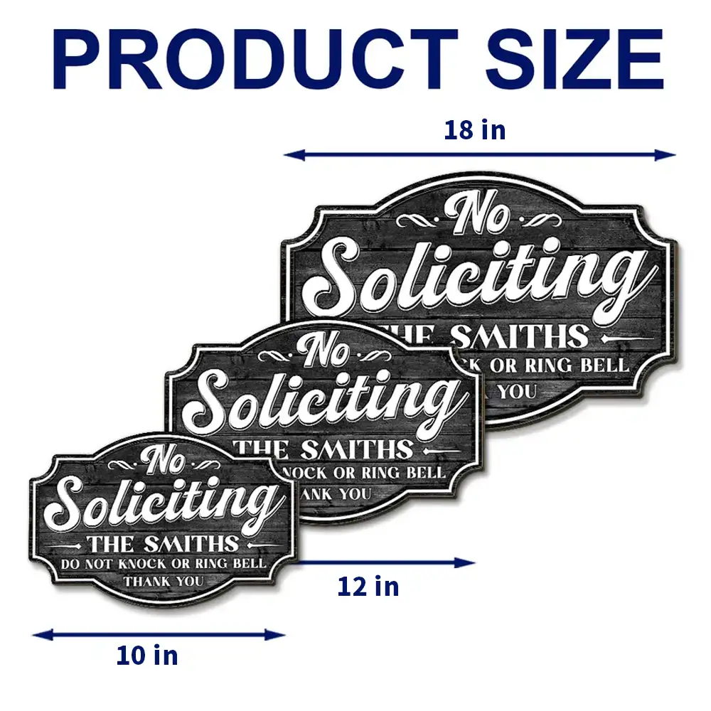 Personalized Wooden Sign, No Soliciting Door Decor, Unique Creative Gift for Family Entryway - Image 4