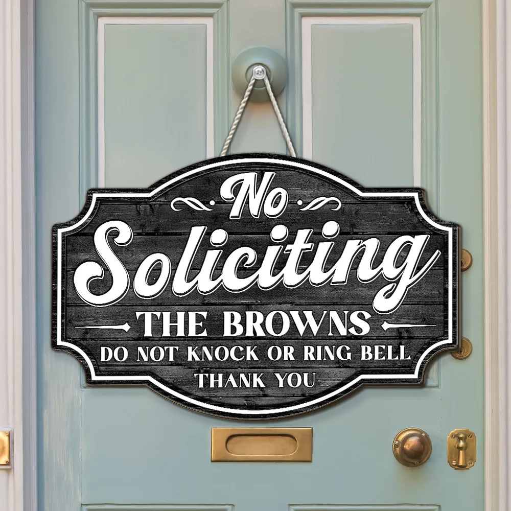 Personalized Wooden Sign, No Soliciting Door Decor, Unique Creative Gift for Family Entryway - Image 5
