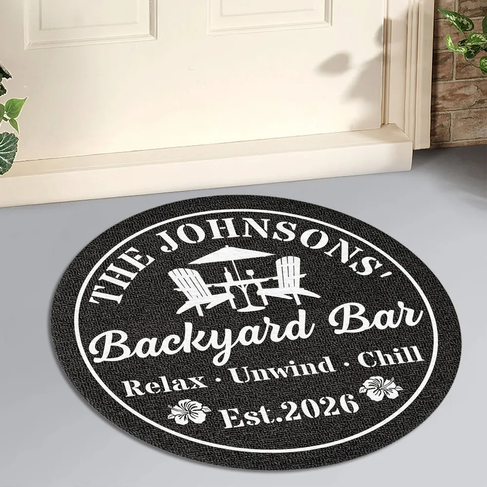 Custom Shaped Doormat with Pool Chairs & Umbrella, Relax Unwind Chill, Creative Gift for Homeowners - Image 4