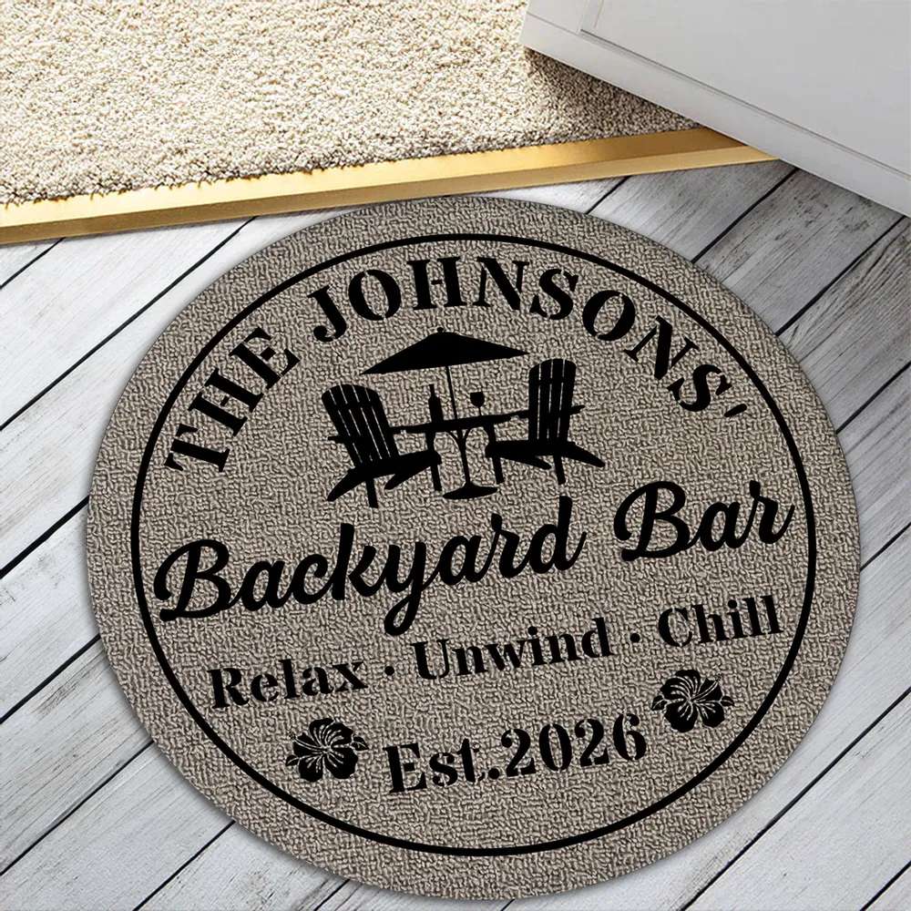 Custom Shaped Doormat with Pool Chairs & Umbrella, Relax Unwind Chill, Creative Gift for Homeowners - Image 5