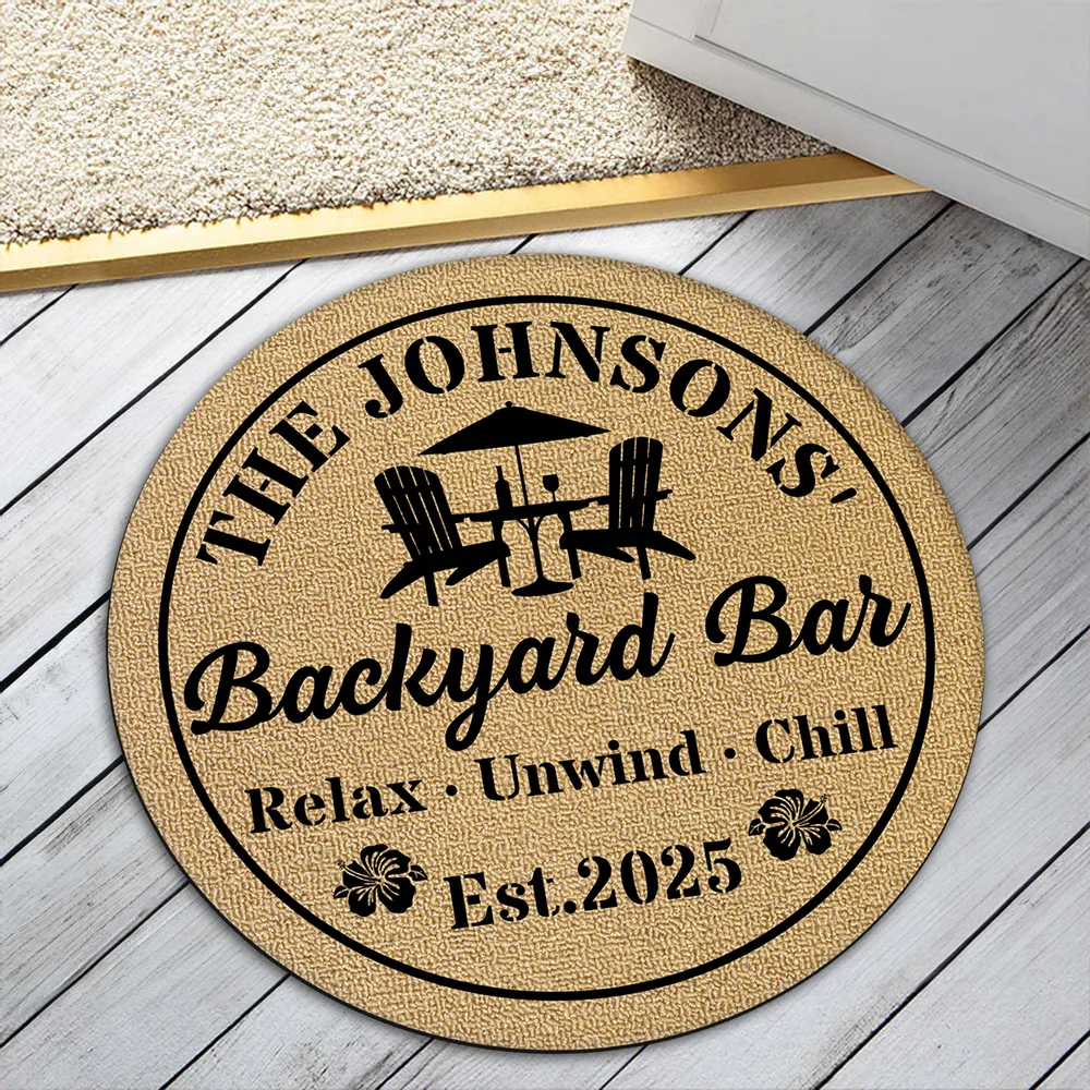 Custom Shaped Doormat with Pool Chairs & Umbrella, Relax Unwind Chill, Creative Gift for Homeowners - Image 7