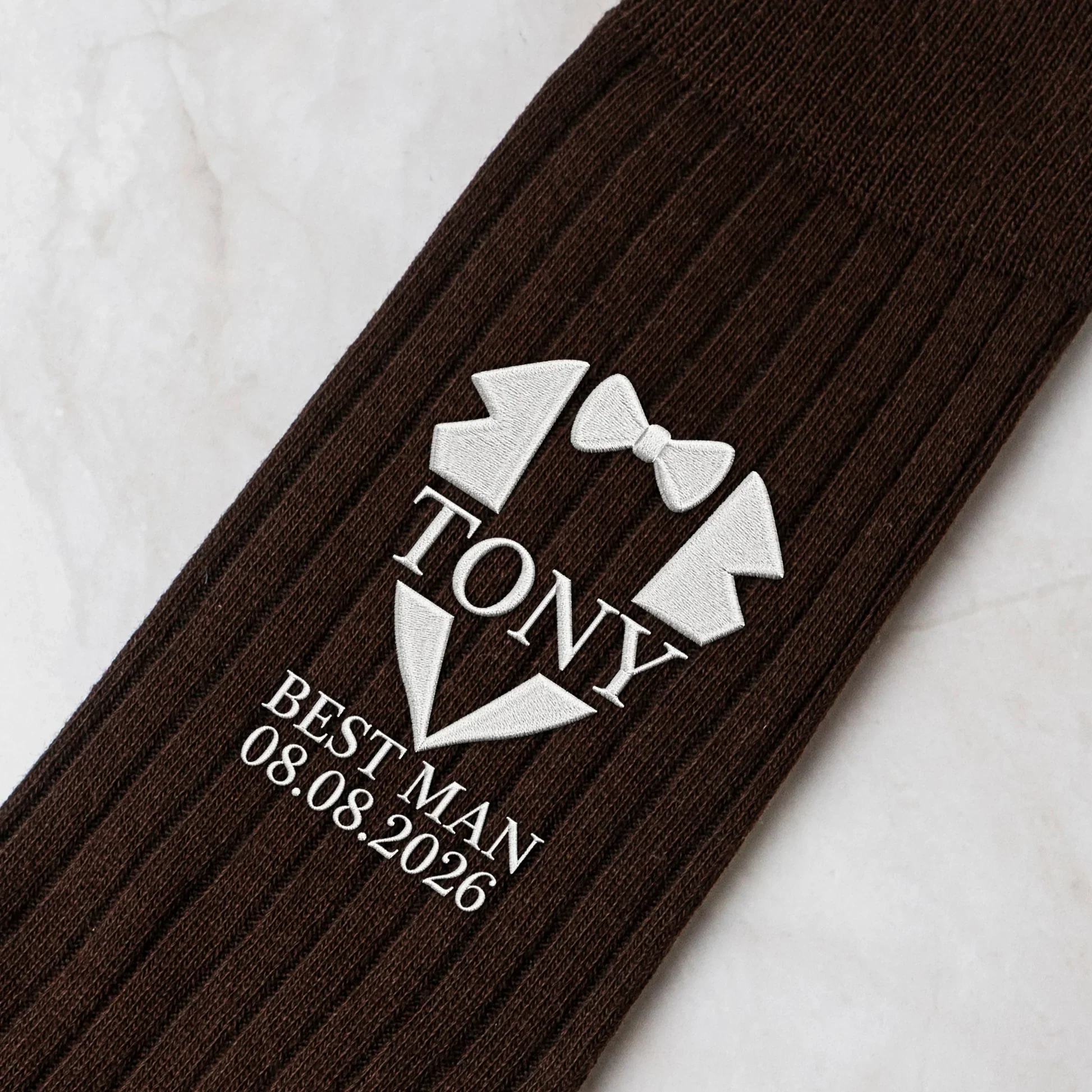 Embroidered Combed Cotton Socks, Tuxedo Motif, Formal Wedding Wear, Unique Creative Gift - Image 5