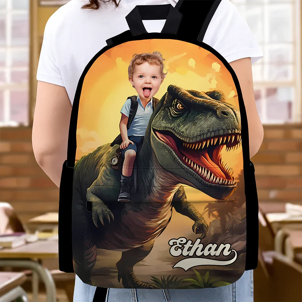 Kids School Backpack With Dinosaur Adventure Art, Personalized Unique Creative Gift for School Day Fun - Image 6
