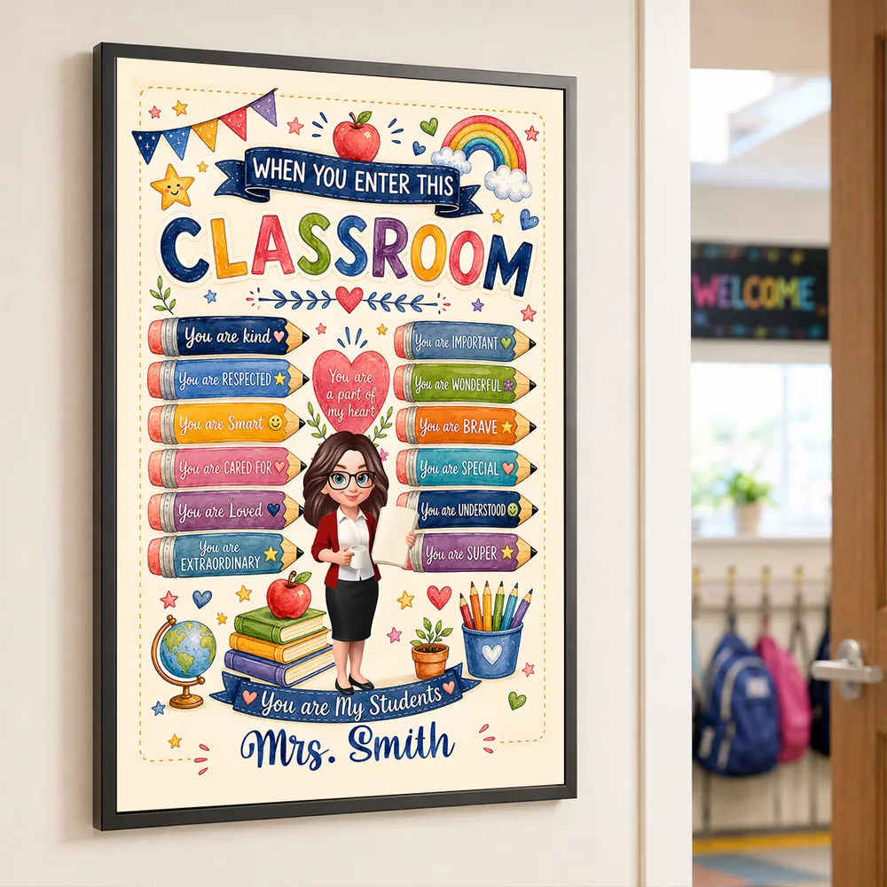 Personalized Teacher Poster, Watercolor Classroom Wall Art With Encouraging Quotes, Unique Creative Gift for Teacher - Image 2