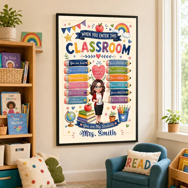 Personalized Teacher Poster, Watercolor Classroom Wall Art With Encouraging Quotes, Unique Creative Gift for Teacher - Image 3