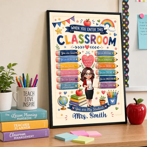 Personalized Teacher Poster, Watercolor Classroom Wall Art With Encouraging Quotes, Unique Creative Gift for Teacher - Image 4