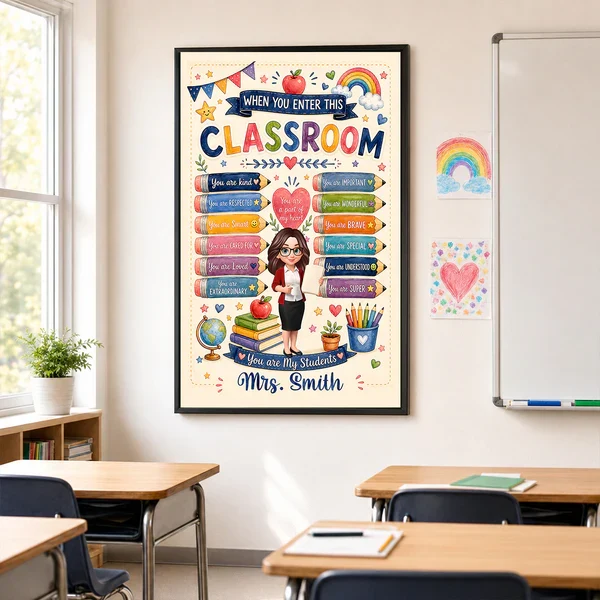 Personalized Teacher Poster, Watercolor Classroom Wall Art With Encouraging Quotes, Unique Creative Gift for Teacher - Image 5