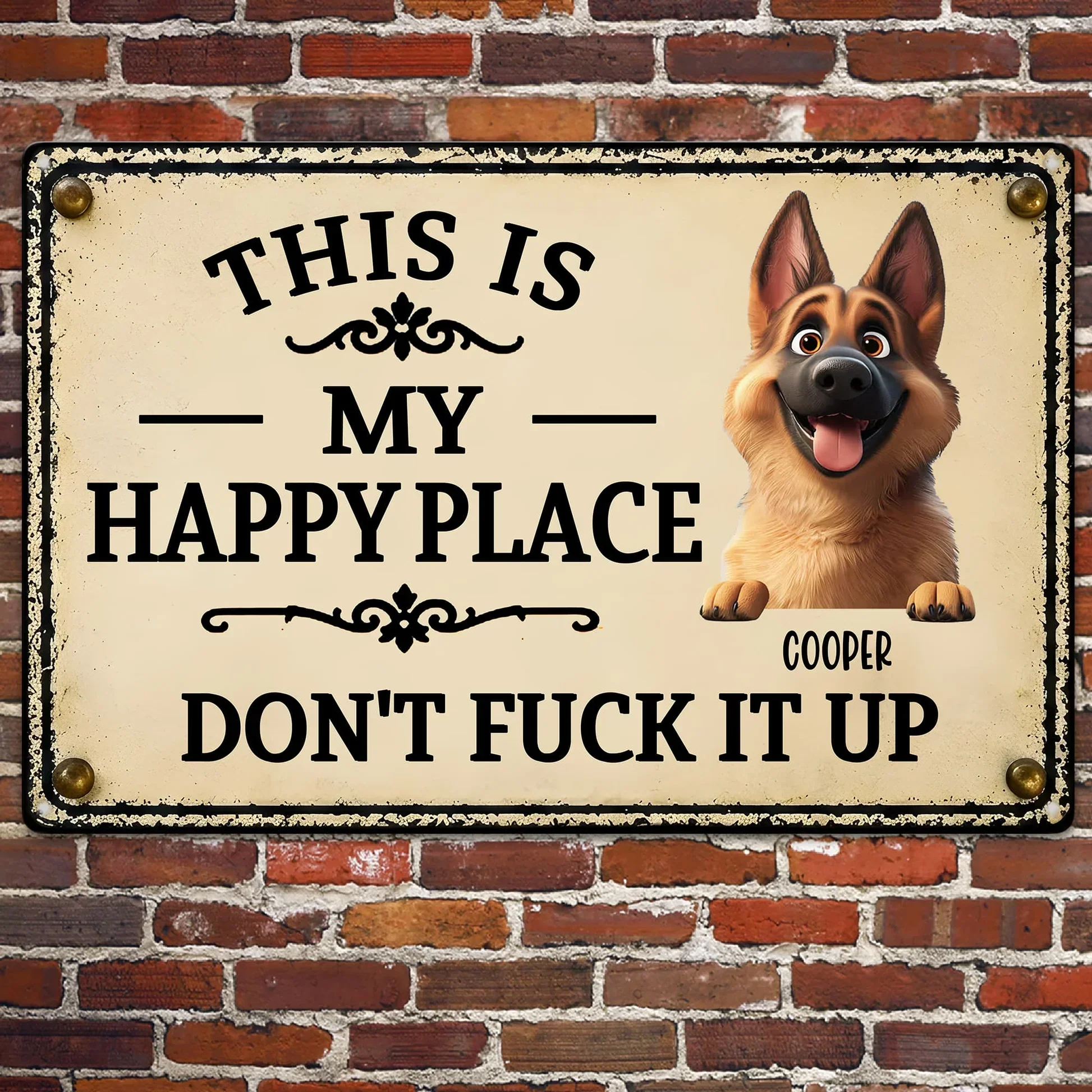 Personalized Rectangular Iron Sign With Playful Dog Art, Unique Gift For Dog Lovers & Pet Owners - Image 3