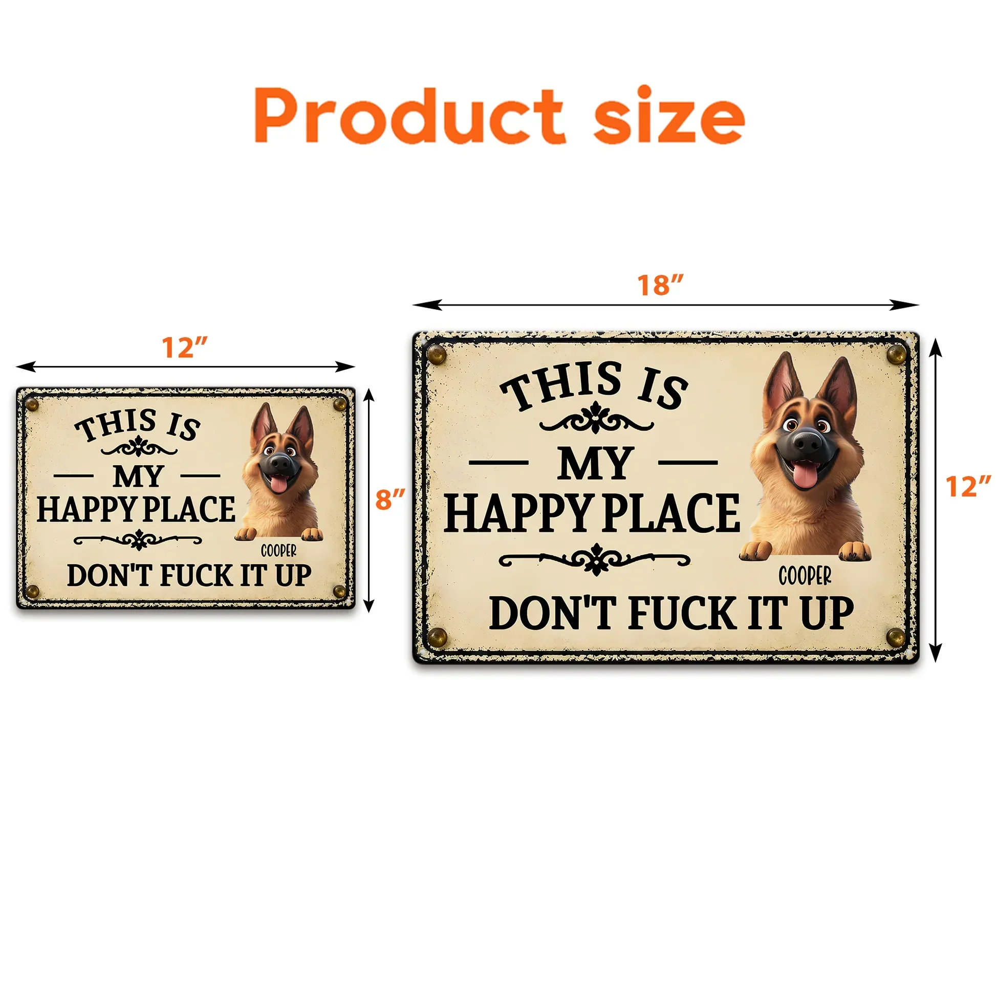 Personalized Rectangular Iron Sign With Playful Dog Art, Unique Gift For Dog Lovers & Pet Owners - Image 4
