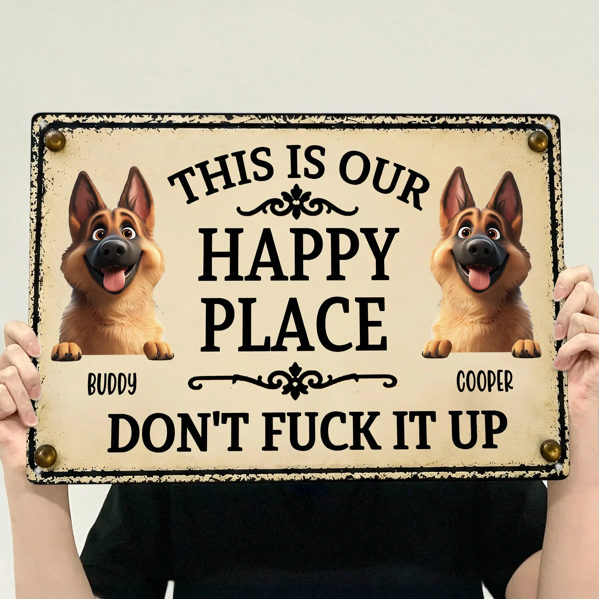 Personalized Rectangular Iron Sign With Playful Dog Art, Unique Gift For Dog Lovers & Pet Owners - Image 5
