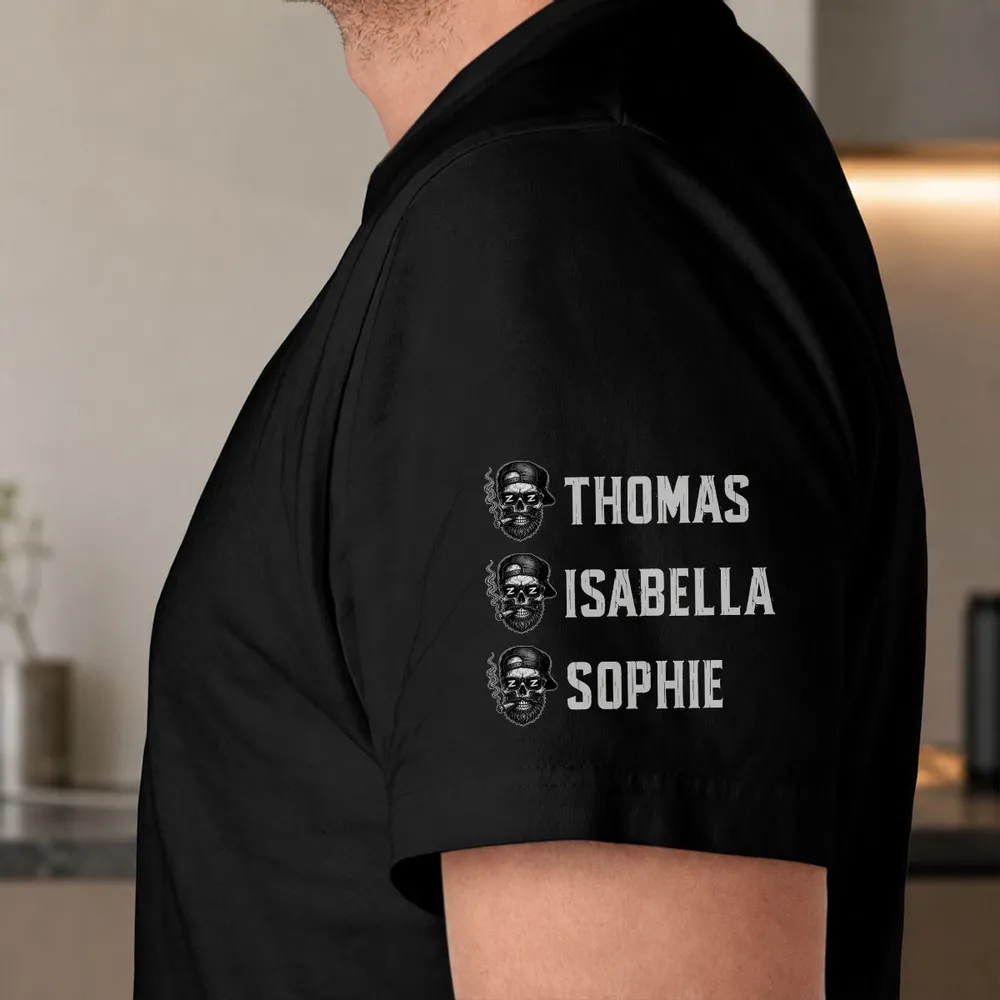 Personalized Classic Tee for Dad, Dead Tired Dads Club Sleeve Design, Unique Creative Gift - Image 4