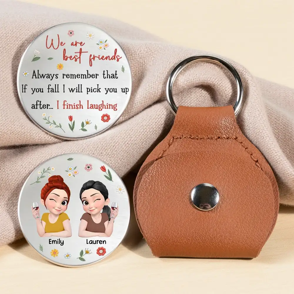 Personalized Pocket Hug with Cartoon Friends, Unique Keepsake Gift for Friend, Funny Floral Quote