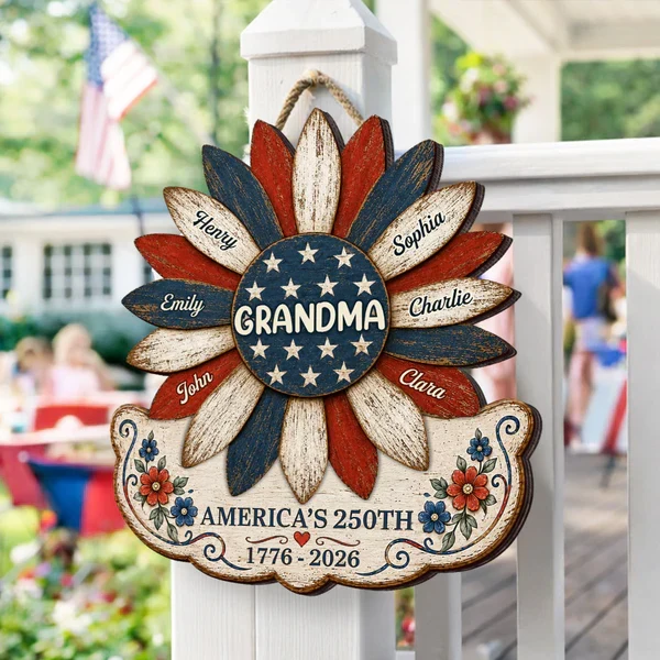Personalized Patriotic Grandma Wooden Sign, Sunflower Family Decor, Unique Gift for Grandma - Image 7
