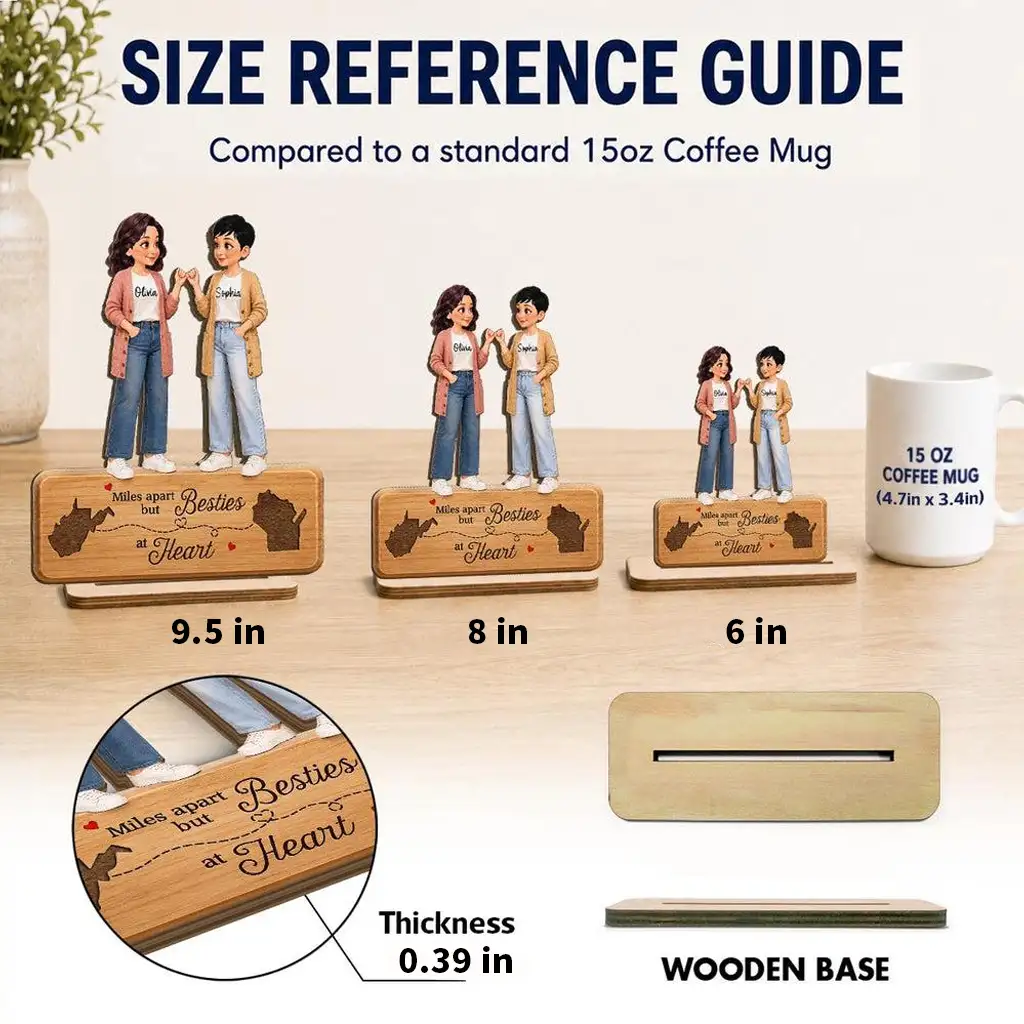 Personalized Wooden Plaque, Unique Best Friends Gift With Pinky Promise & Miles Apart Quote - Image 4