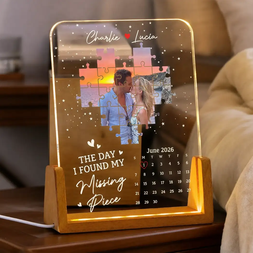 Custom LED Light Frame, Missing Piece Calendar Keepsake With Soft Glow, Creative Gift for Couple
