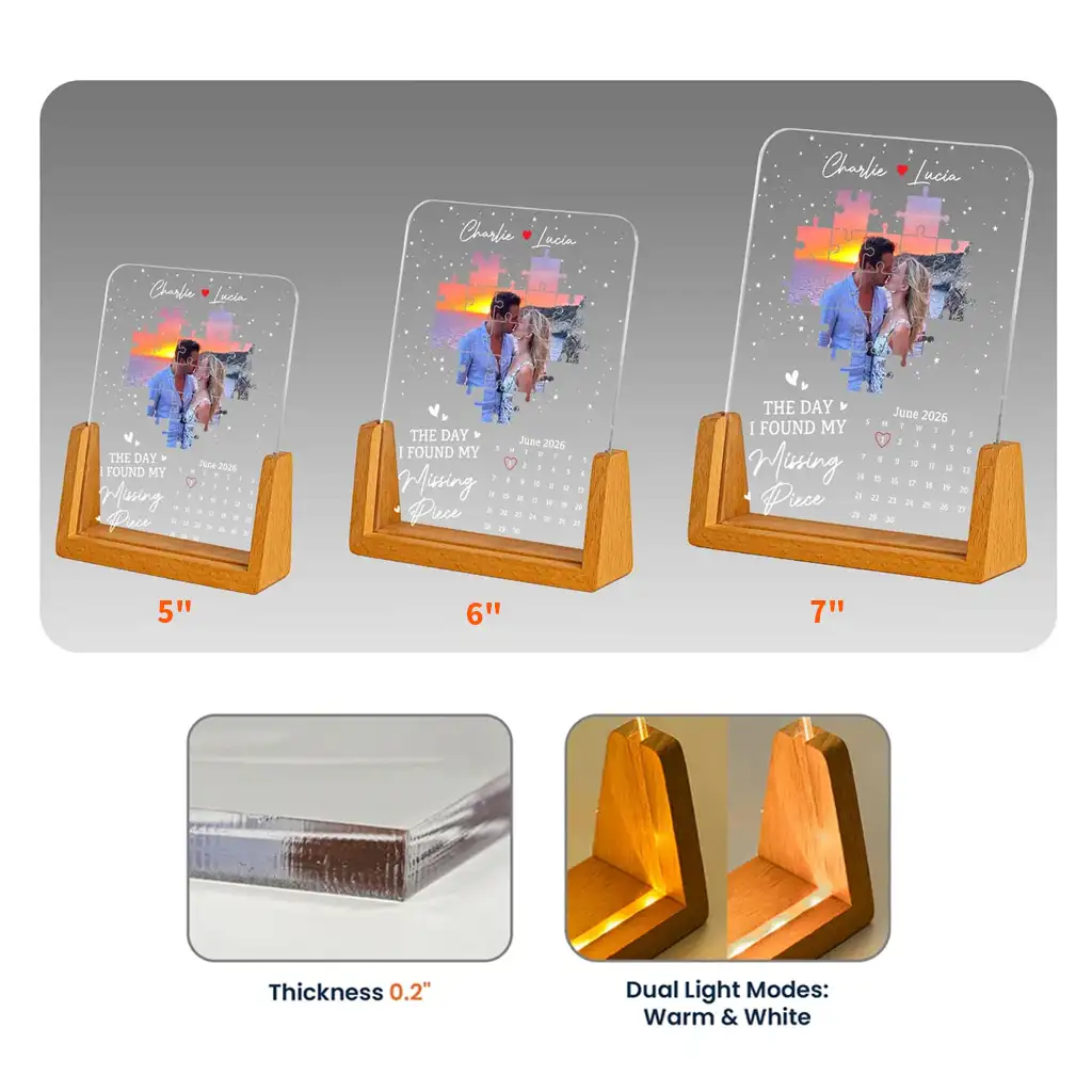 Custom LED Light Frame, Missing Piece Calendar Keepsake With Soft Glow, Creative Gift for Couple - Image 4