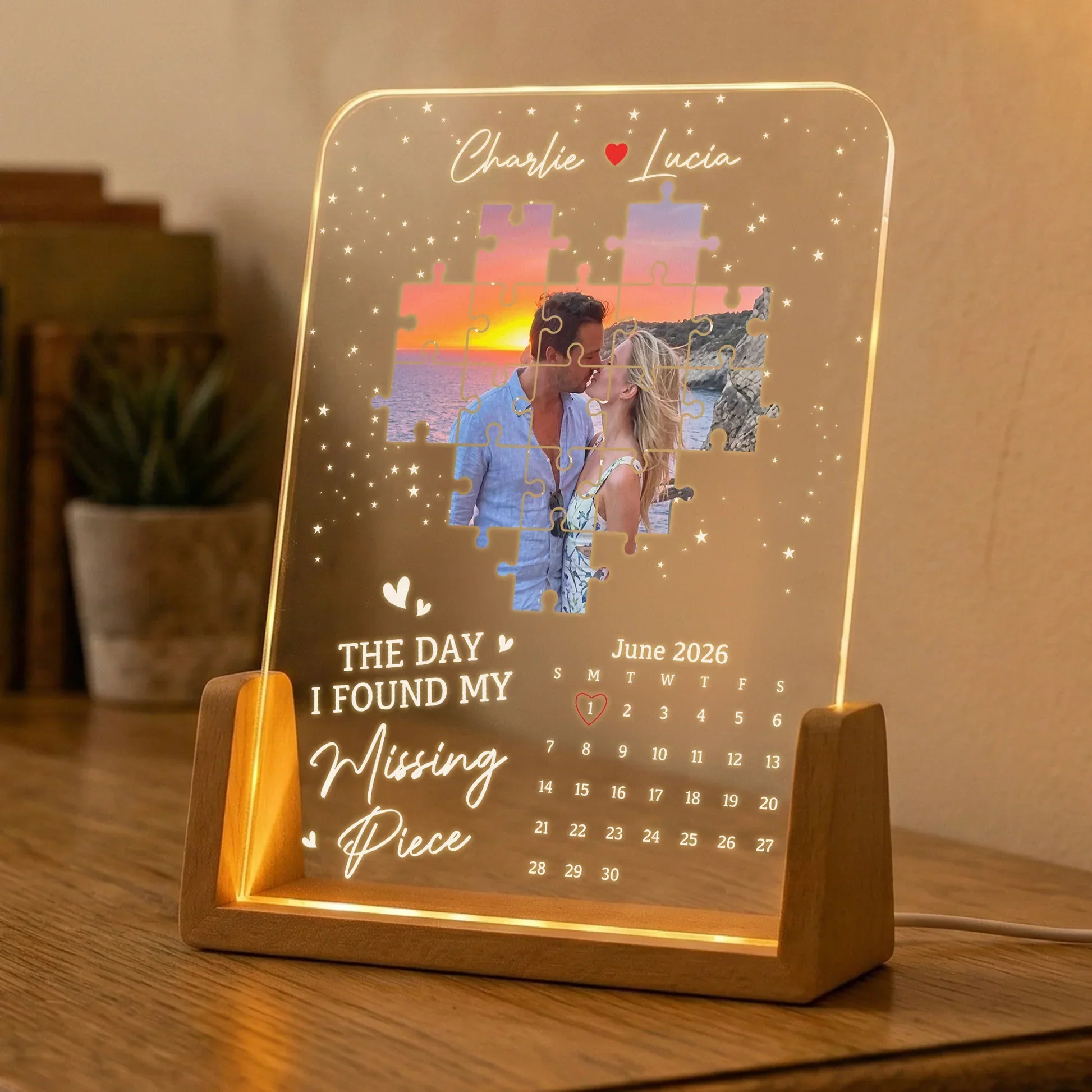 Custom LED Light Frame, Missing Piece Calendar Keepsake With Soft Glow, Creative Gift for Couple - Image 5
