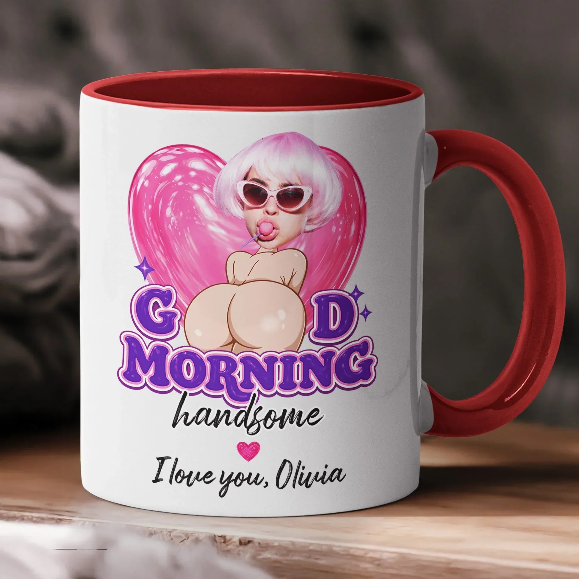 Personalized Ceramic Mug, Cheeky Good Morning Handsome Design, Unique Gift for Husband or Boyfriend - Image 3