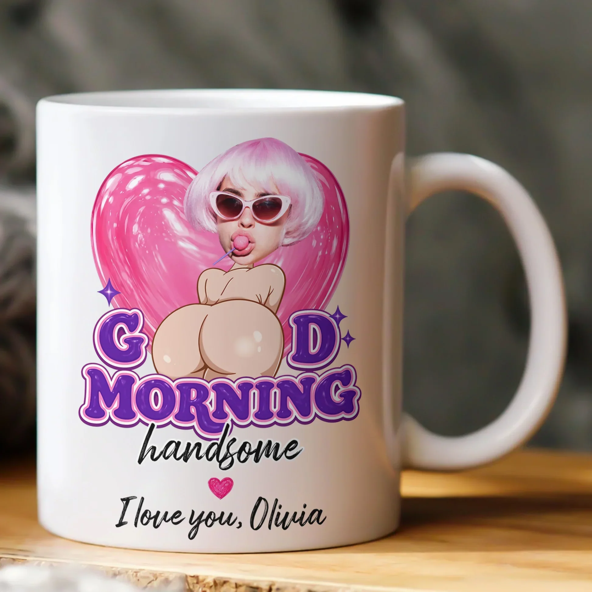Personalized Ceramic Mug, Cheeky Good Morning Handsome Design, Unique Gift for Husband or Boyfriend - Image 5