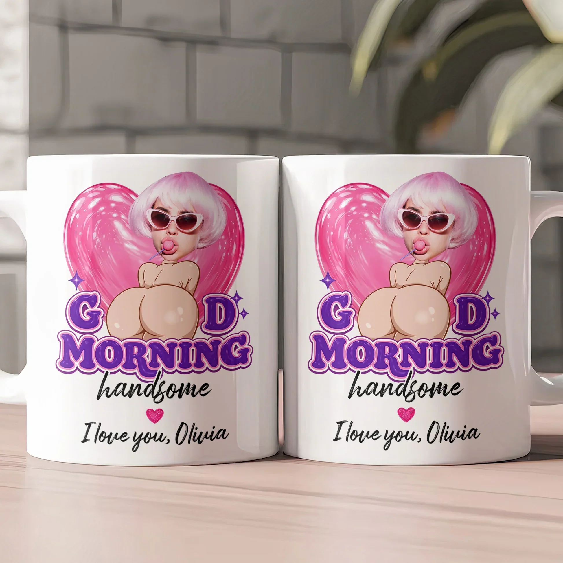 Personalized Ceramic Mug, Cheeky Good Morning Handsome Design, Unique Gift for Husband or Boyfriend - Image 6