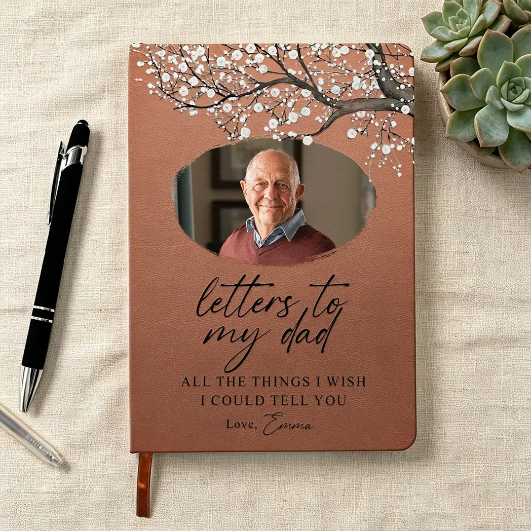 Leather Journal for Dad, Warm Brown Letters to My Dad Design, Creative Gift for Keeping Memories