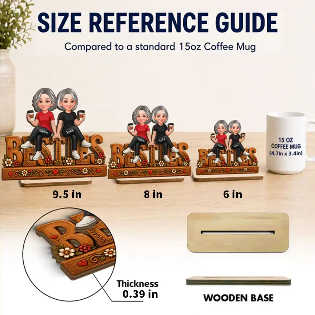 Personalized 2-Layer Wooden Plaque, Friends Holding Coffee by a Sunny Window, Unique Creative Gift for Friend - Image 4